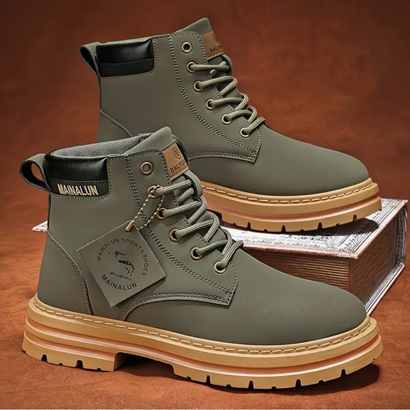 Mainalun Shoes - Woman’s Green Work Winter Combat High Top Hiking Boots Sz 7